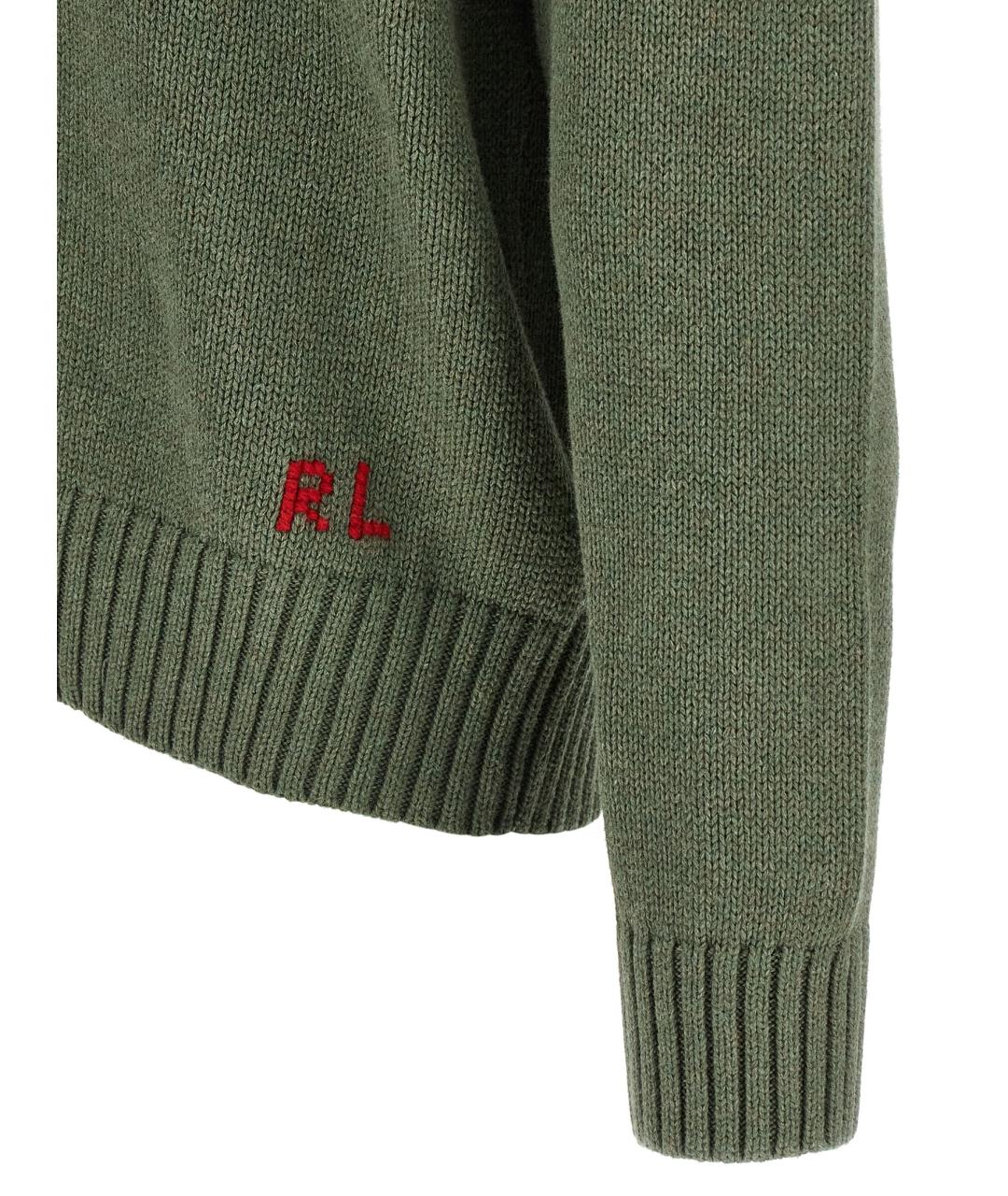 POLO RALPH LAUREN Зеленый хлопковый джемпер / свитер, фото 4