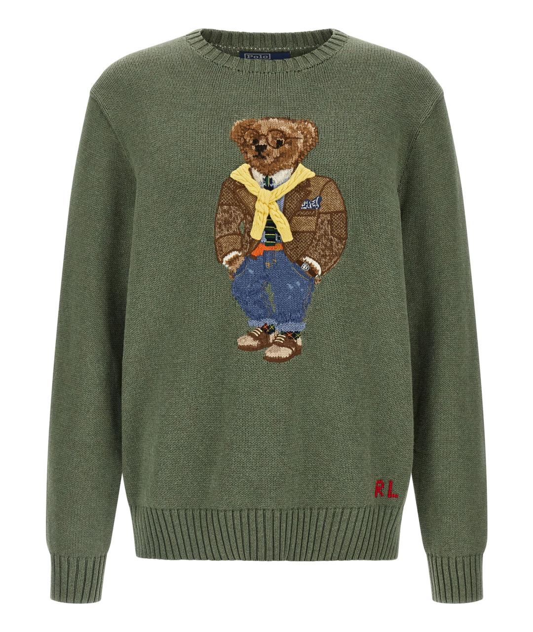 POLO RALPH LAUREN Зеленый хлопковый джемпер / свитер, фото 1