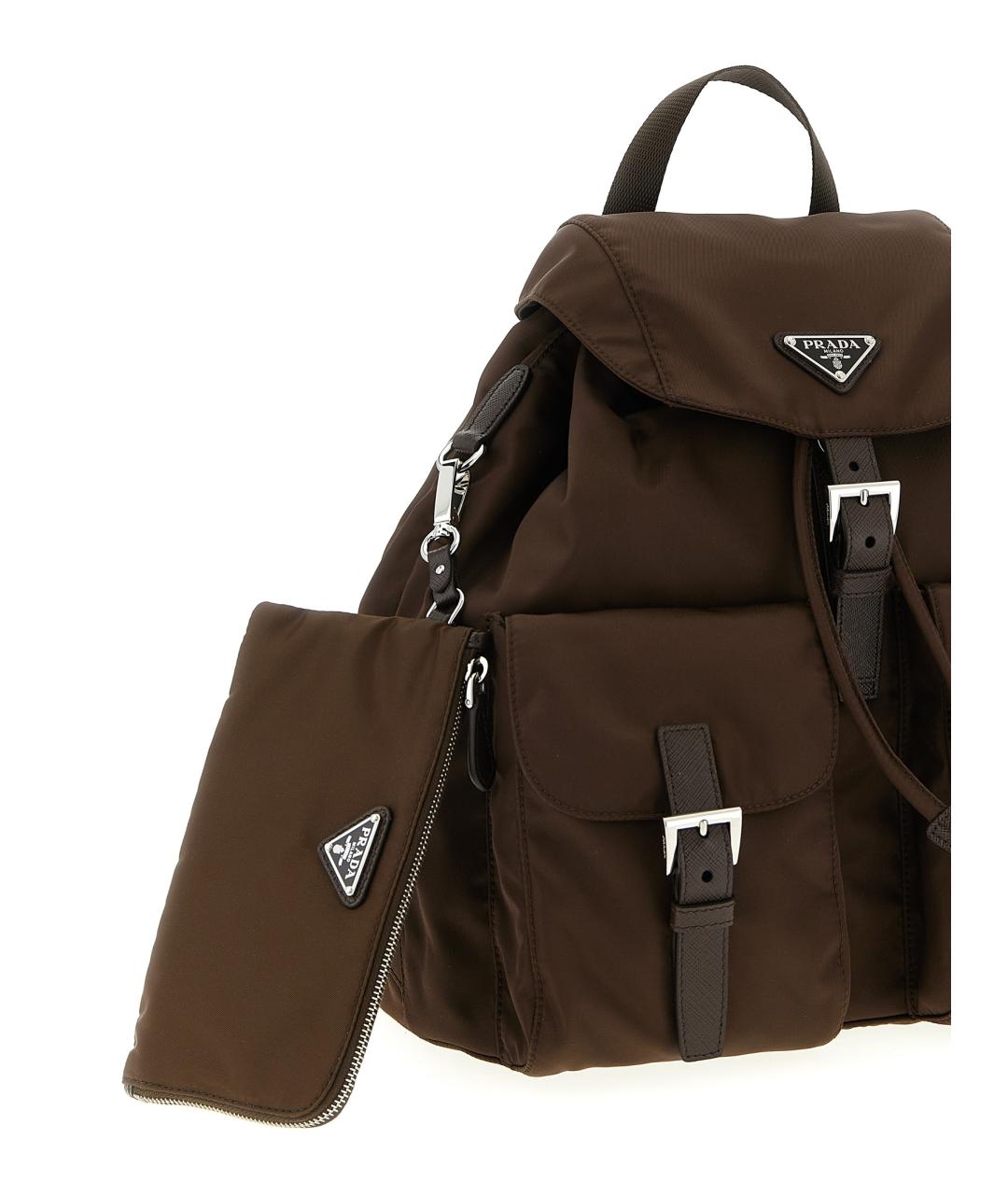 PRADA Коричневый синтетический рюкзак, фото 3