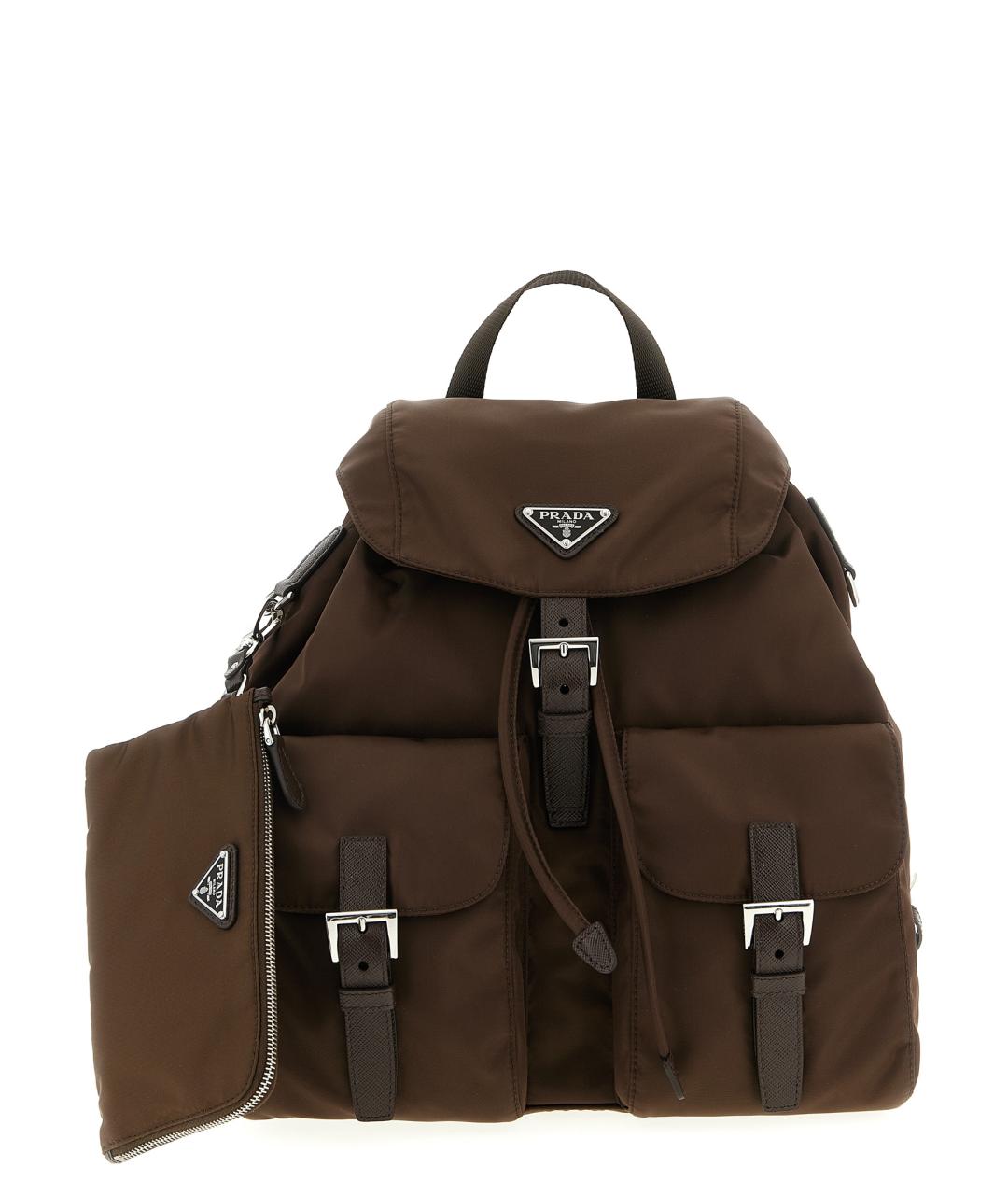 PRADA Коричневый синтетический рюкзак, фото 1