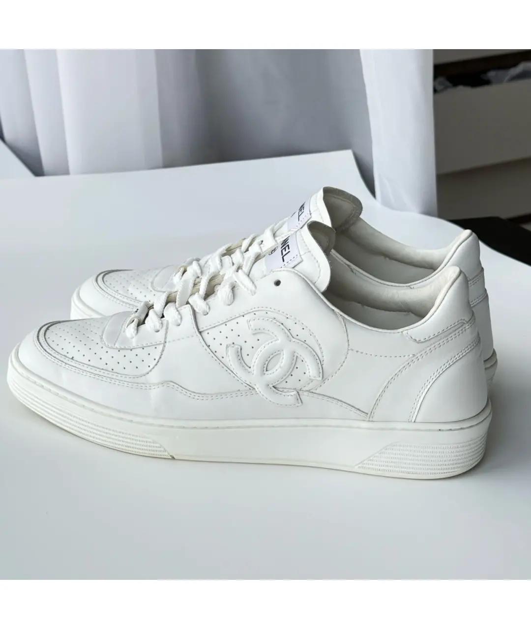CHANEL Белые кожаные низкие кроссовки / кеды, фото 7