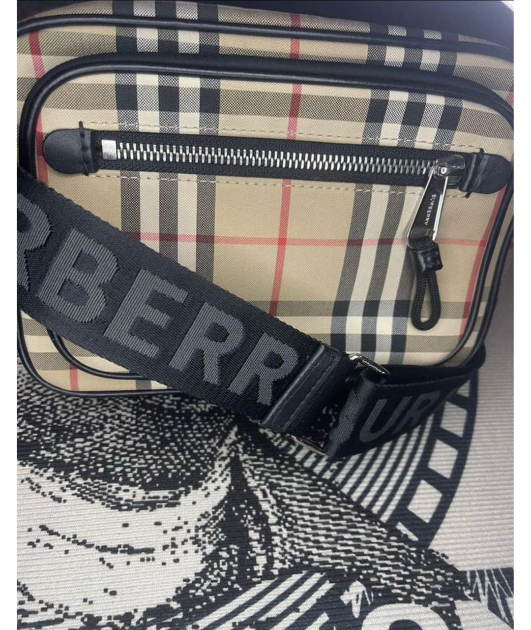 BURBERRY Бежевая тканевая сумка на плечо, фото 8