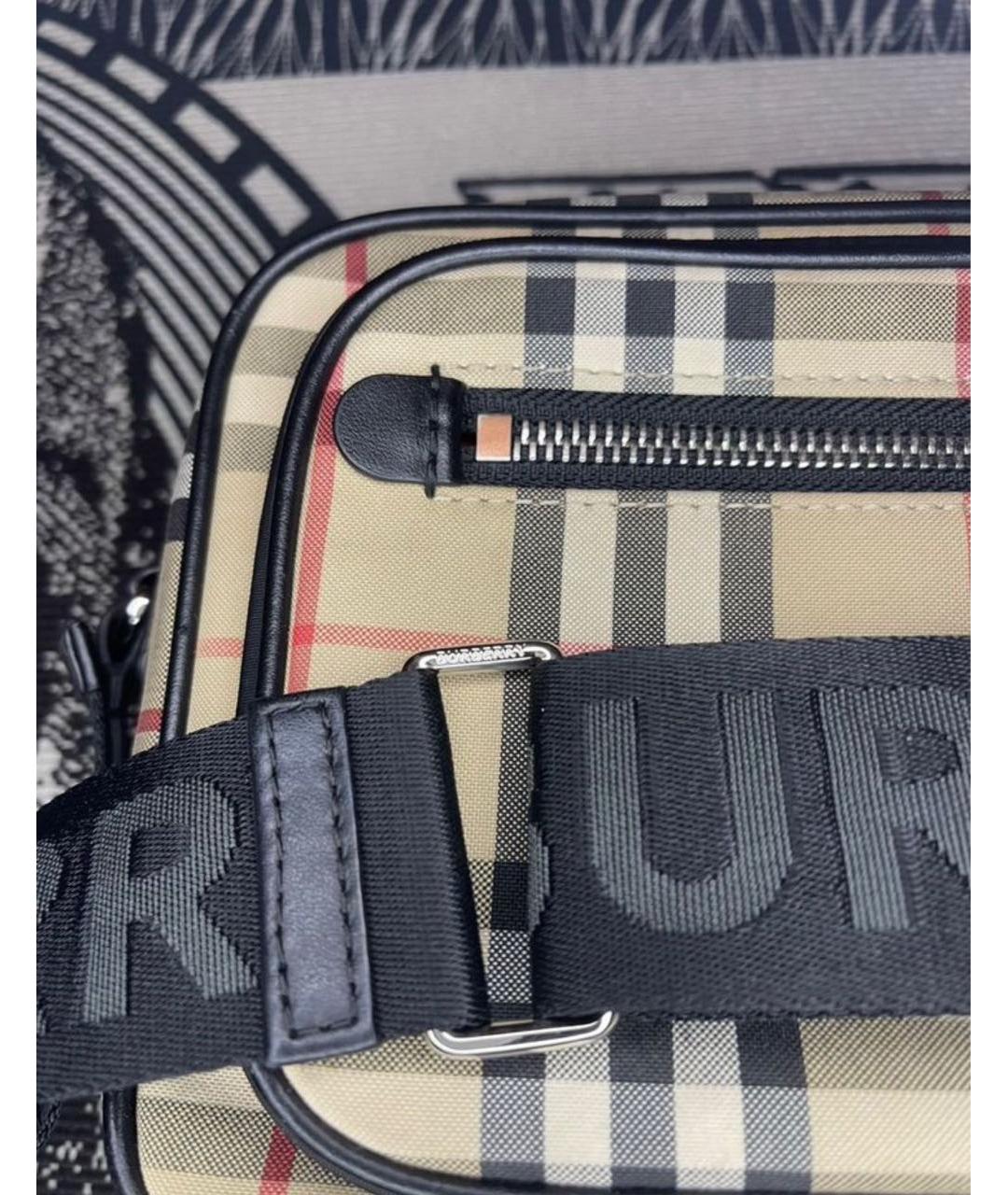 BURBERRY Бежевая тканевая сумка на плечо, фото 5