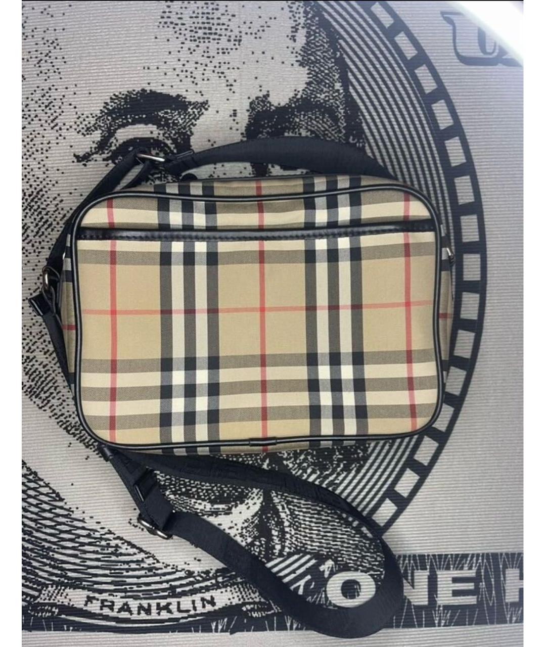 BURBERRY Бежевая тканевая сумка на плечо, фото 3