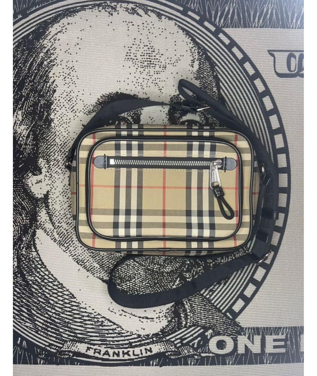 BURBERRY Бежевая тканевая сумка на плечо, фото 9