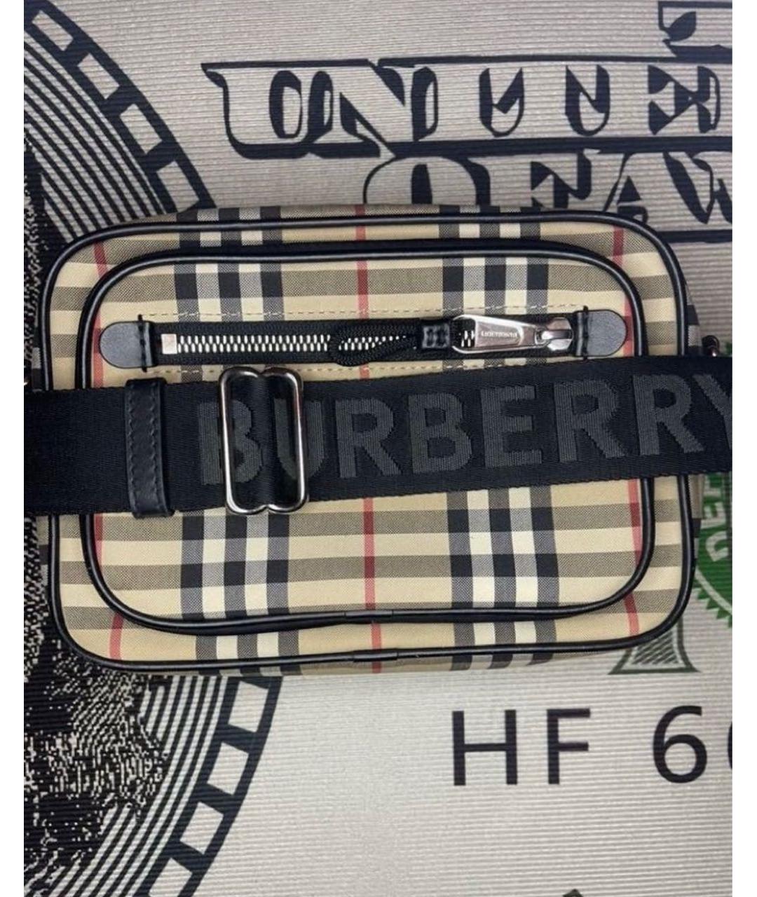 BURBERRY Бежевая тканевая сумка на плечо, фото 6