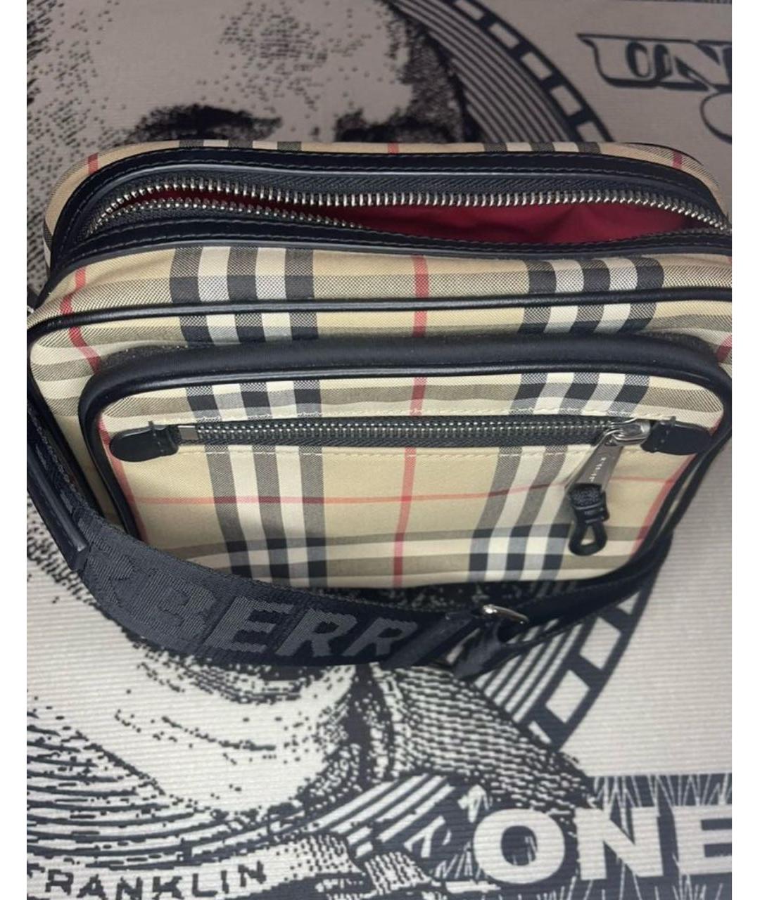 BURBERRY Бежевая тканевая сумка на плечо, фото 2