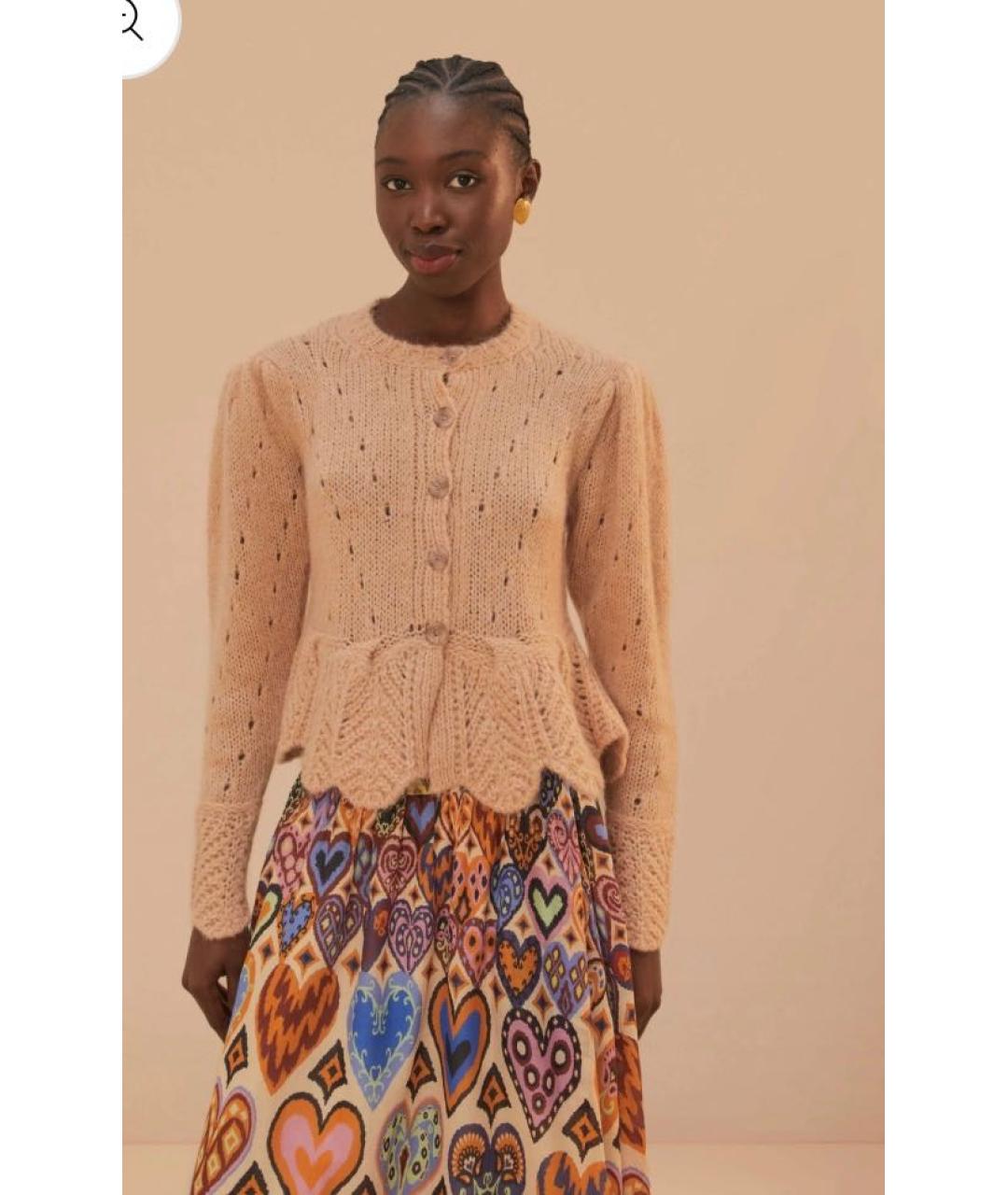 FARM RIO Бежевый шерстяной кардиган, фото 7