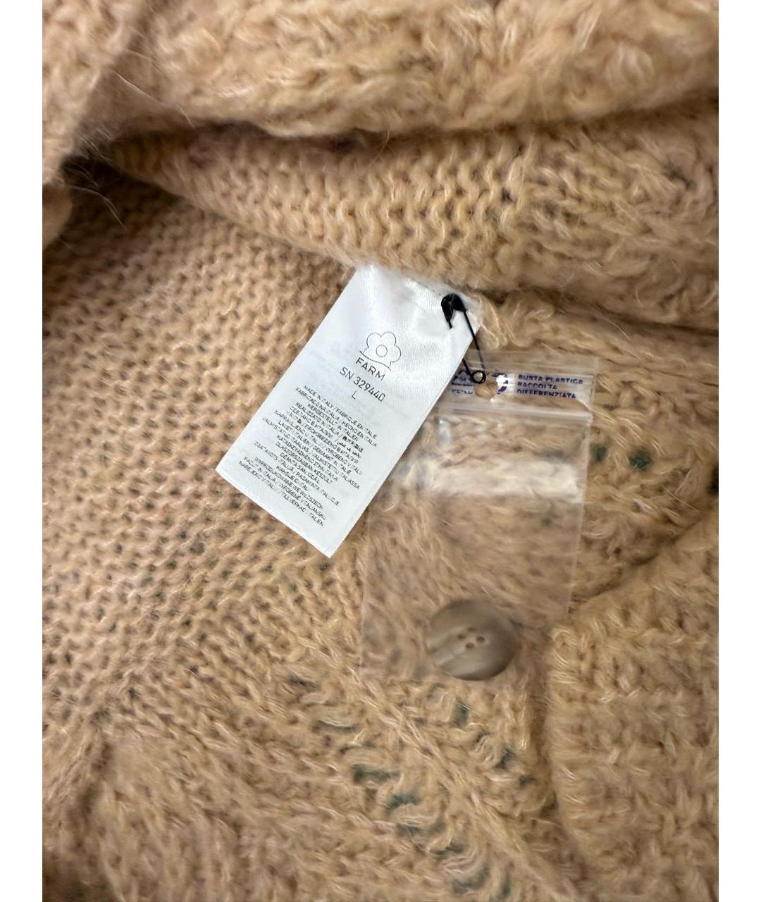 FARM RIO Бежевый шерстяной кардиган, фото 3