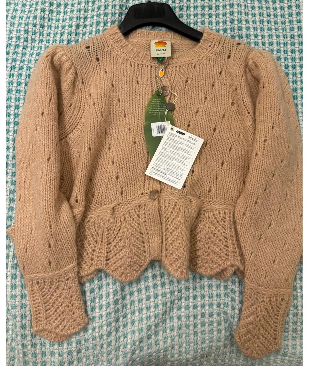 FARM RIO Бежевый шерстяной кардиган, фото 2