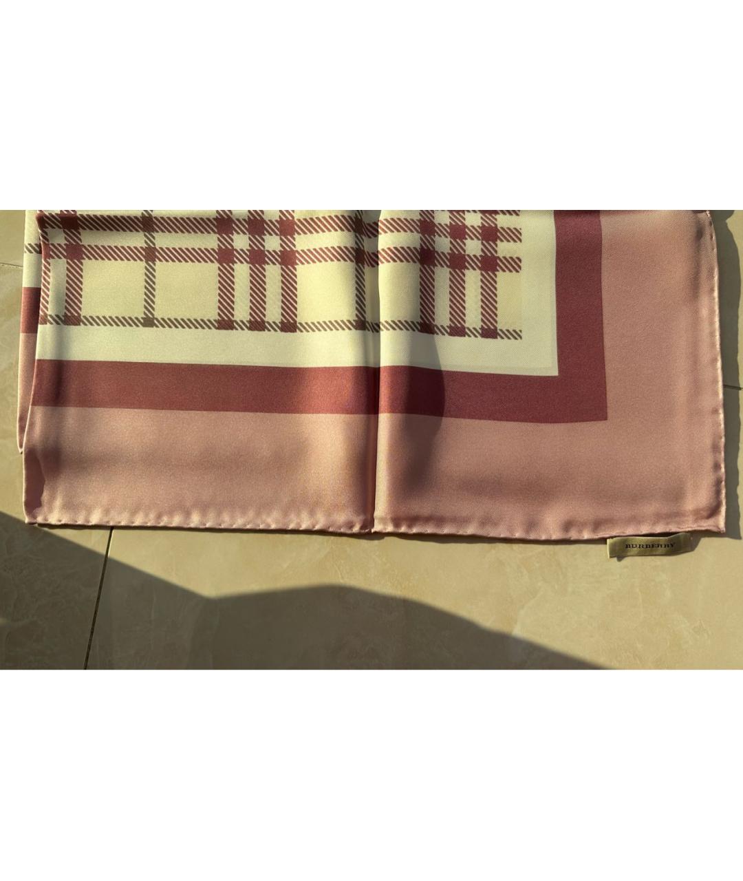 BURBERRY Розовый шелковый платок, фото 3
