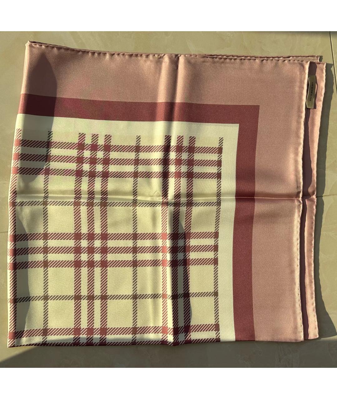 BURBERRY Розовый шелковый платок, фото 2