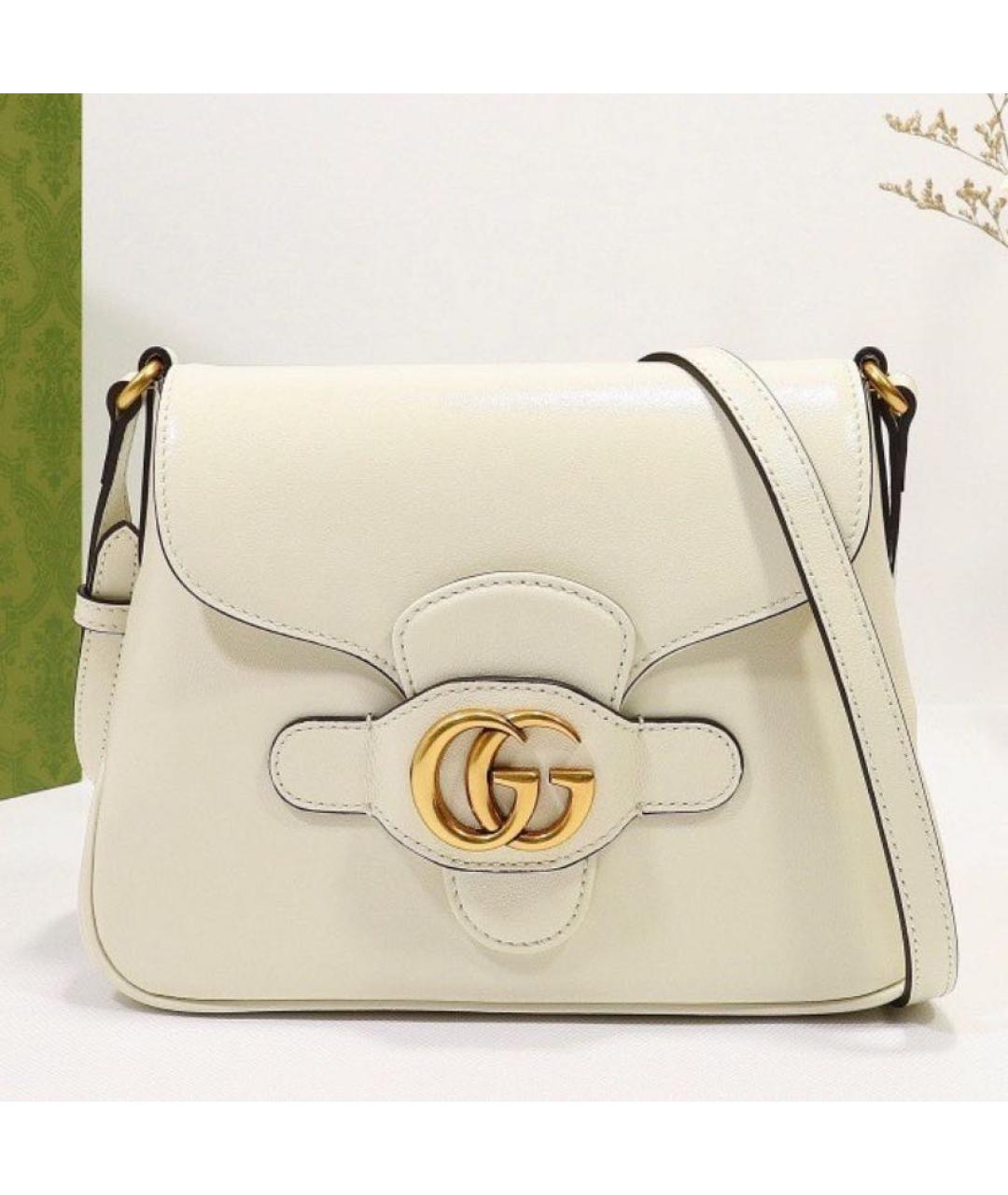 GUCCI Белая кожаная сумка через плечо, фото 2