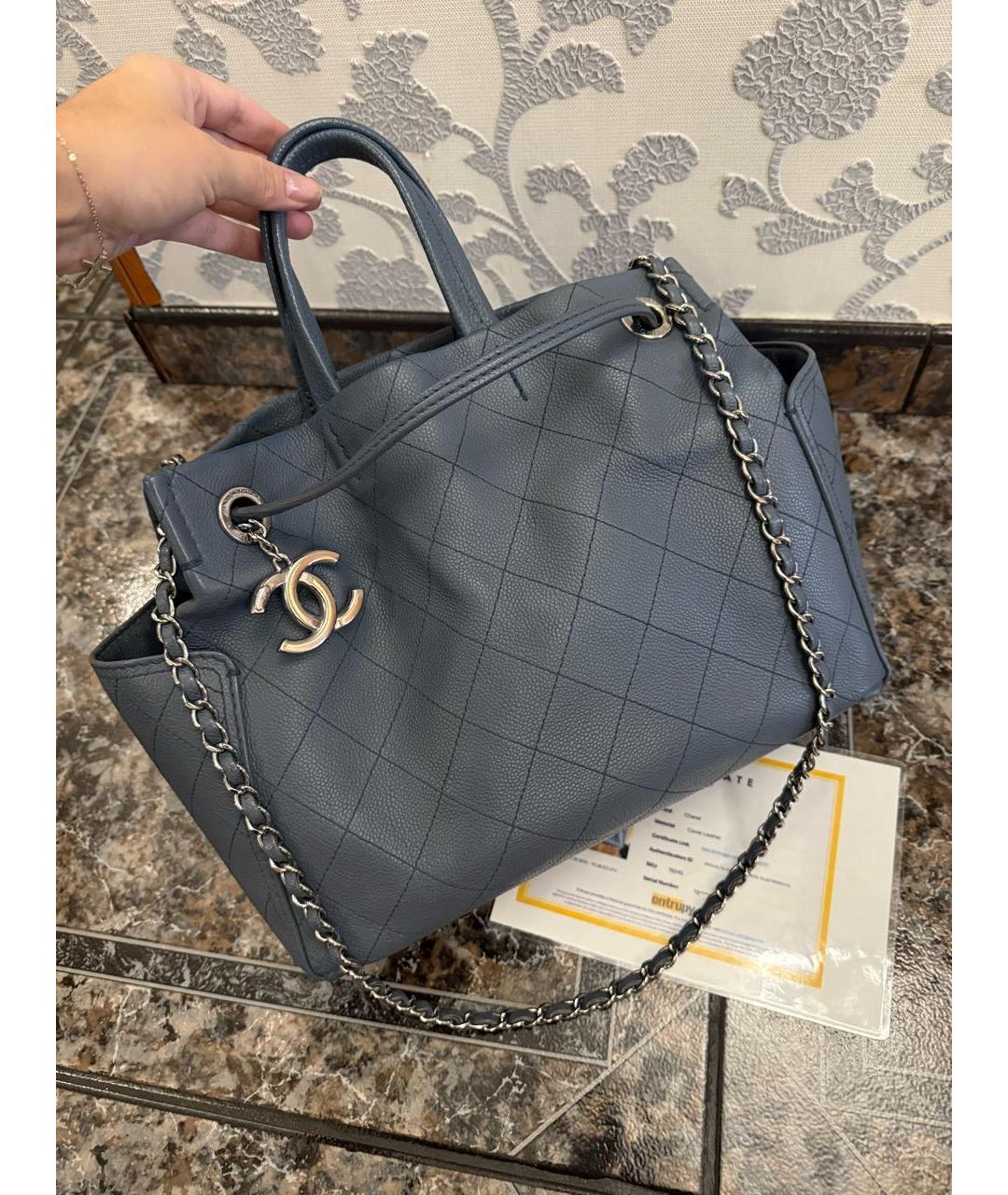 CHANEL Антрацитовая кожаная сумка через плечо, фото 8