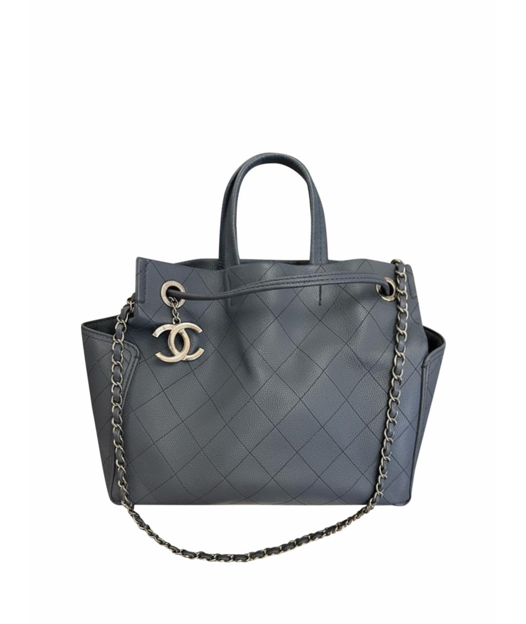 CHANEL Антрацитовая кожаная сумка через плечо, фото 1