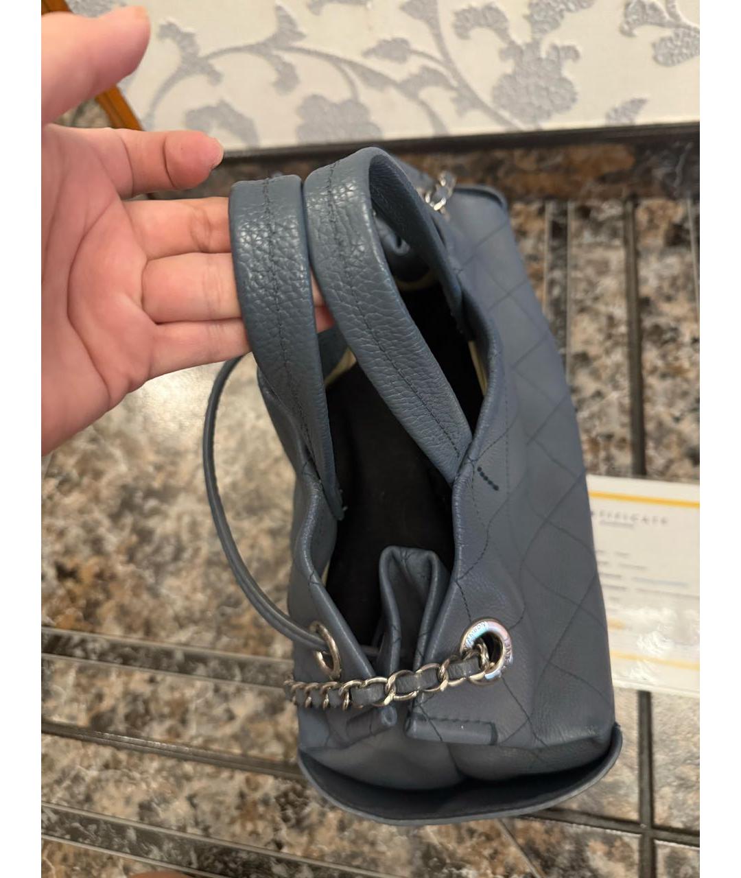 CHANEL Антрацитовая кожаная сумка через плечо, фото 6