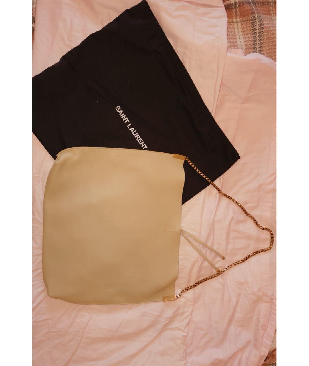 SAINT LAURENT Бежевая кожаная сумка тоут, фото 2