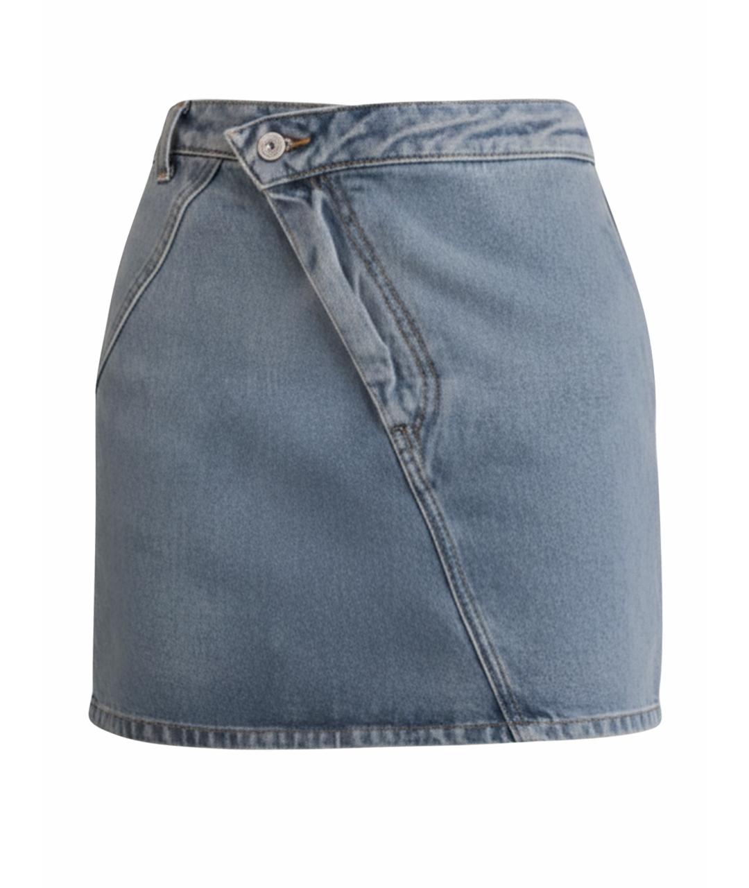 MIU MIU Голубая деним юбка мини, фото 1