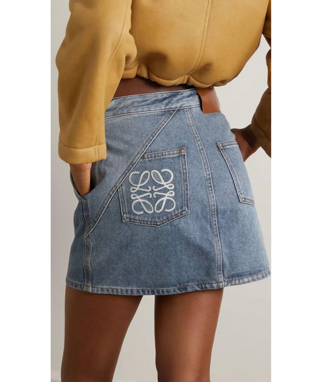 MIU MIU Голубая деним юбка мини, фото 2