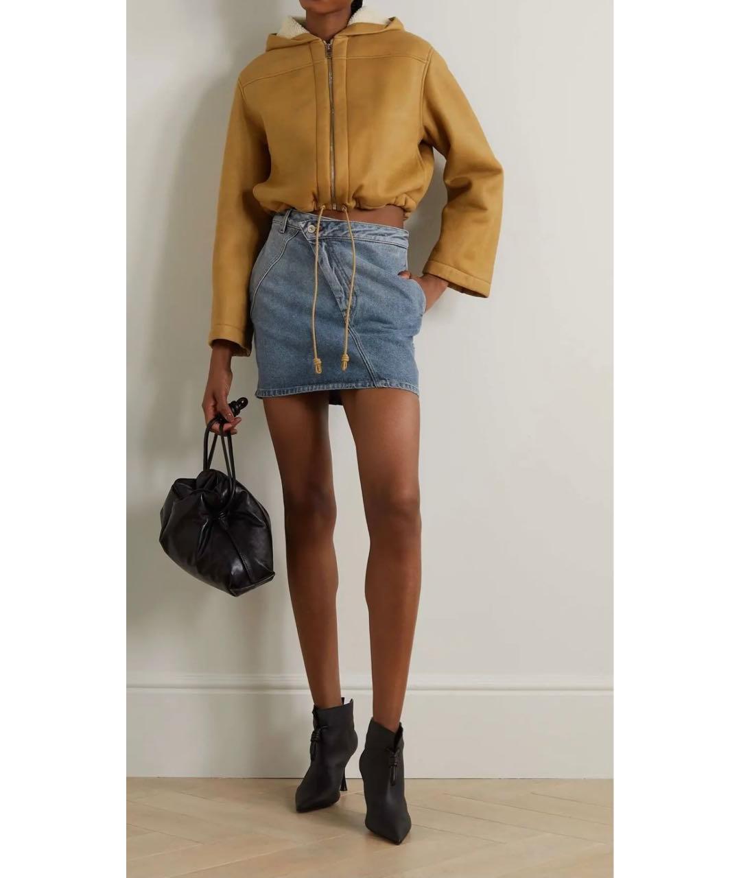 MIU MIU Голубая деним юбка мини, фото 3