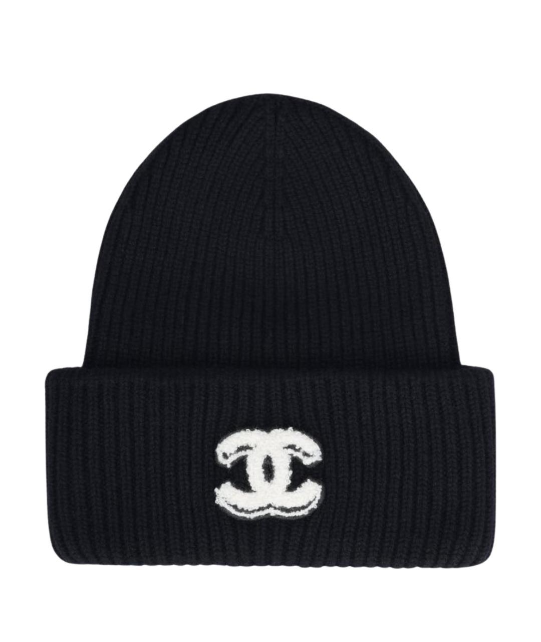 CHANEL Черная шерстяная шапка, фото 1