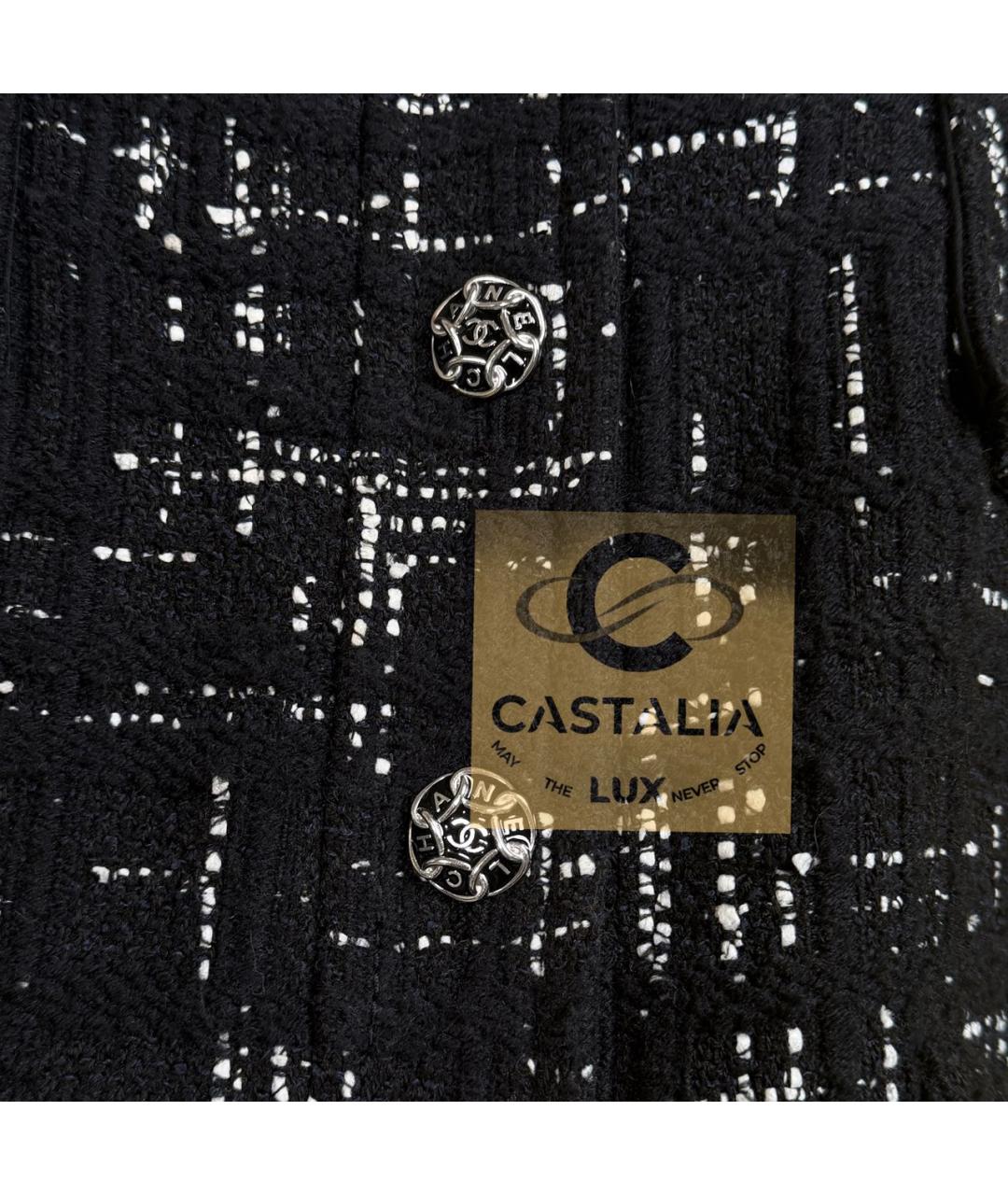 CHANEL Черный твидовый жакет/пиджак, фото 8