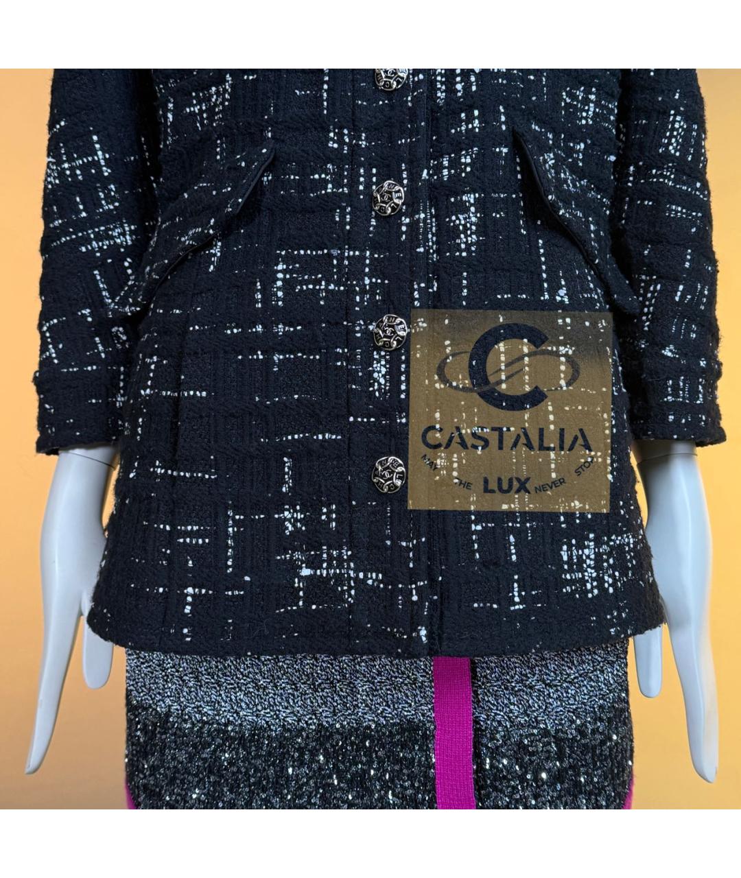 CHANEL Черный твидовый жакет/пиджак, фото 7