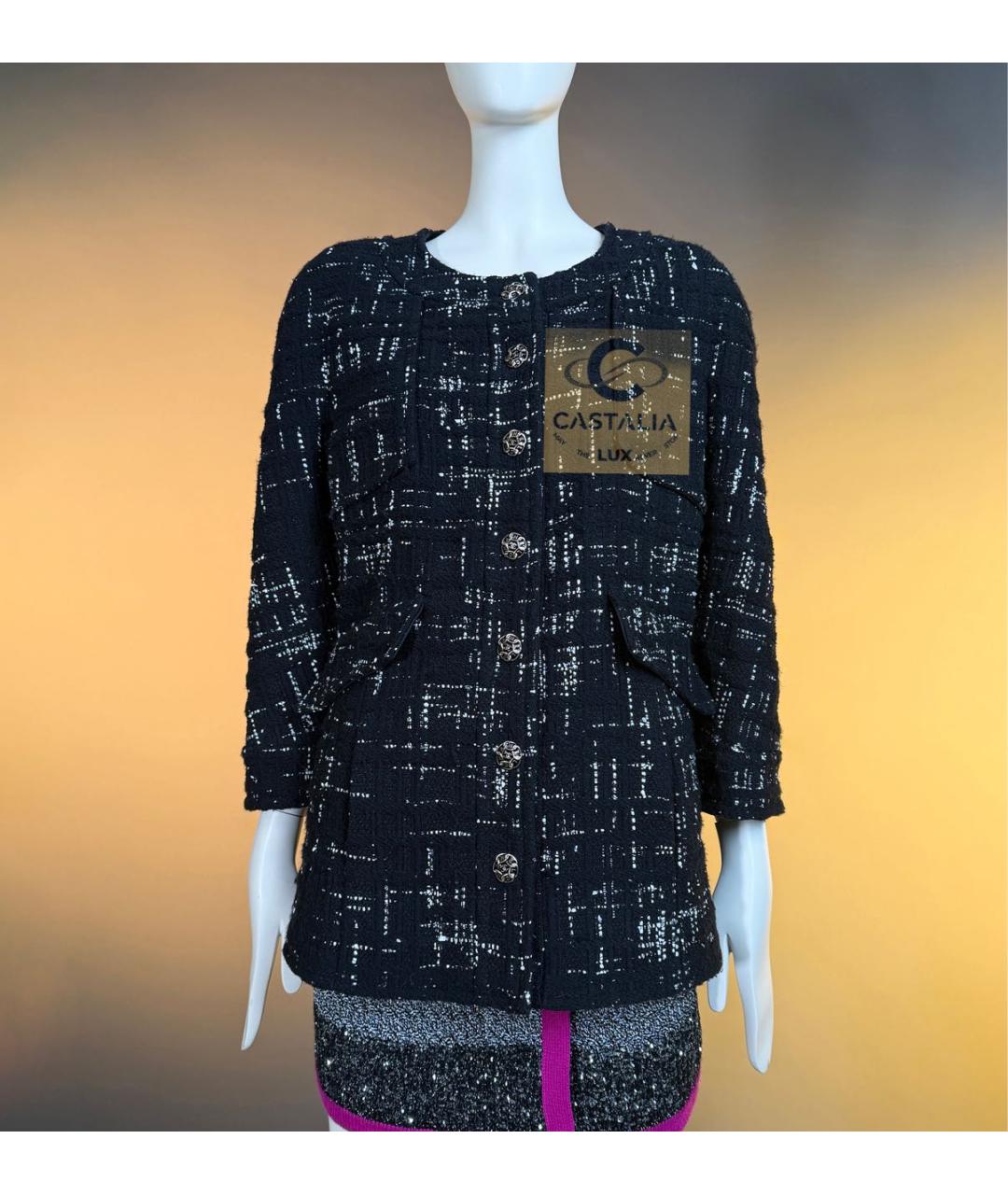 CHANEL Черный твидовый жакет/пиджак, фото 3