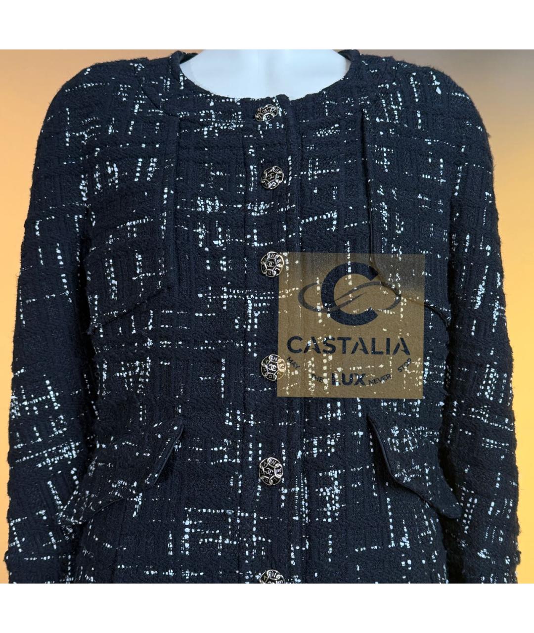 CHANEL Черный твидовый жакет/пиджак, фото 5