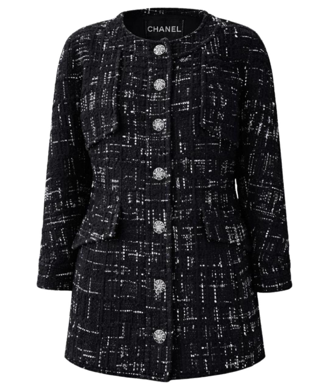 CHANEL Черный твидовый жакет/пиджак, фото 1