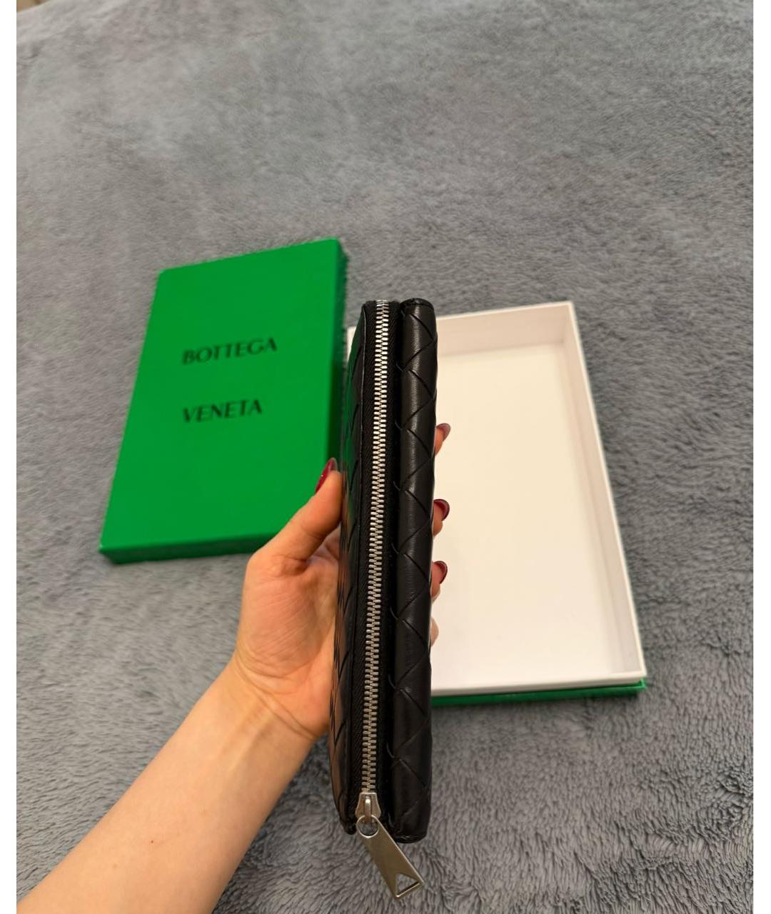 BOTTEGA VENETA Черный кожаный кошелек, фото 6