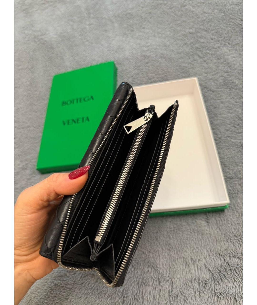 BOTTEGA VENETA Черный кожаный кошелек, фото 3