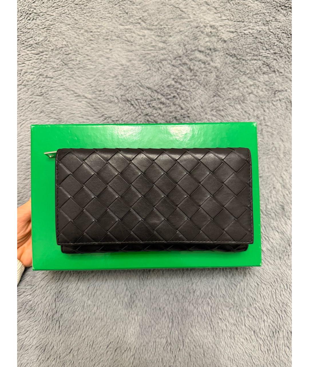 BOTTEGA VENETA Черный кожаный кошелек, фото 9