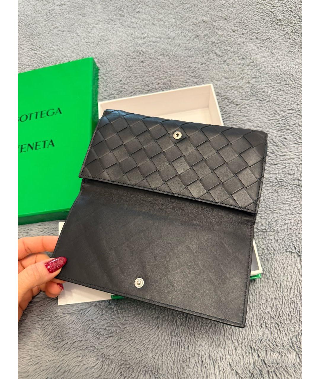BOTTEGA VENETA Черный кожаный кошелек, фото 5
