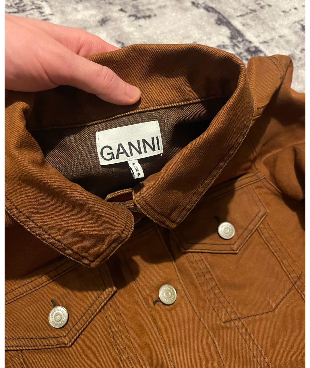 GANNI Коричневое хлопковое повседневное платье, фото 4