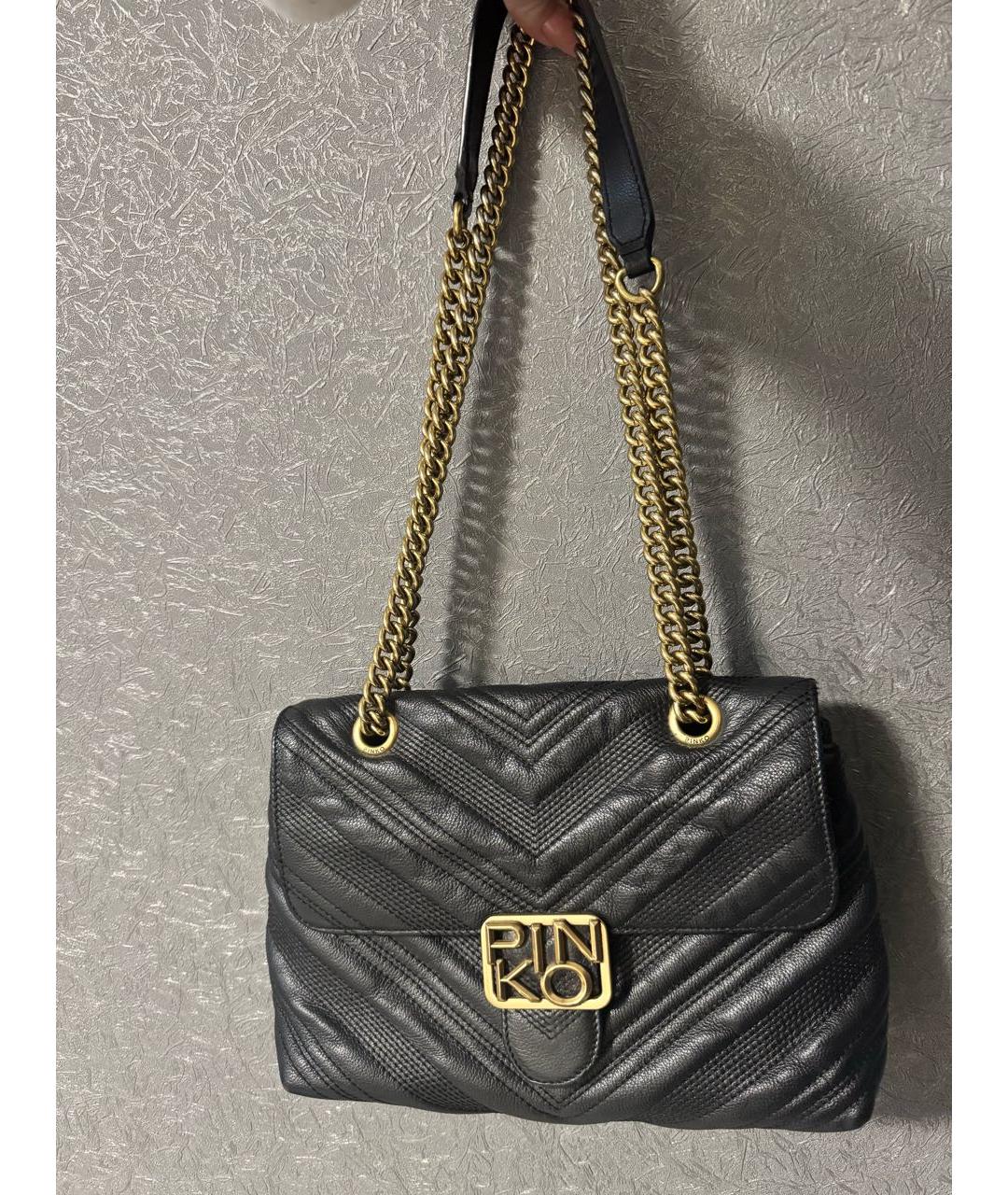 PINKO Черная кожаная сумка через плечо, фото 9