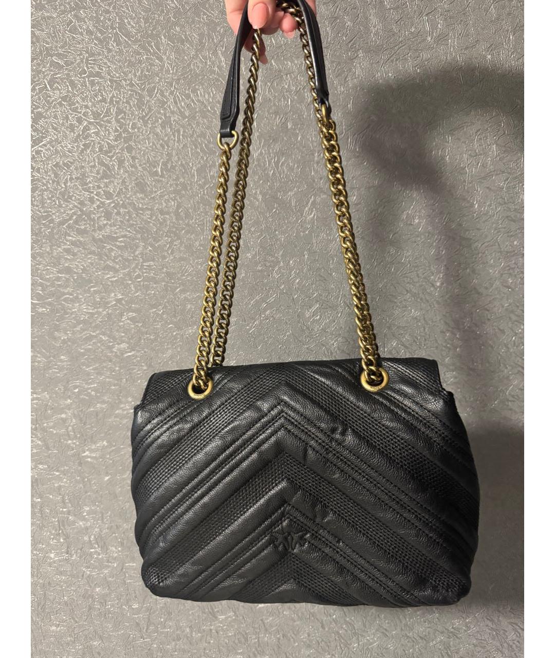 PINKO Черная кожаная сумка через плечо, фото 3