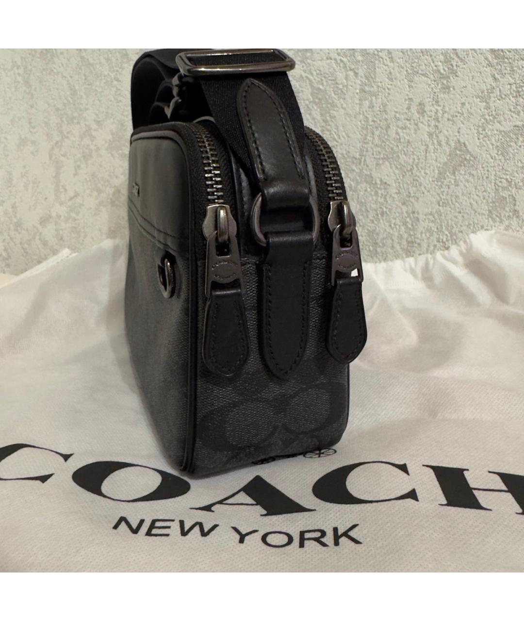 COACH Черная кожаная сумка на плечо, фото 8