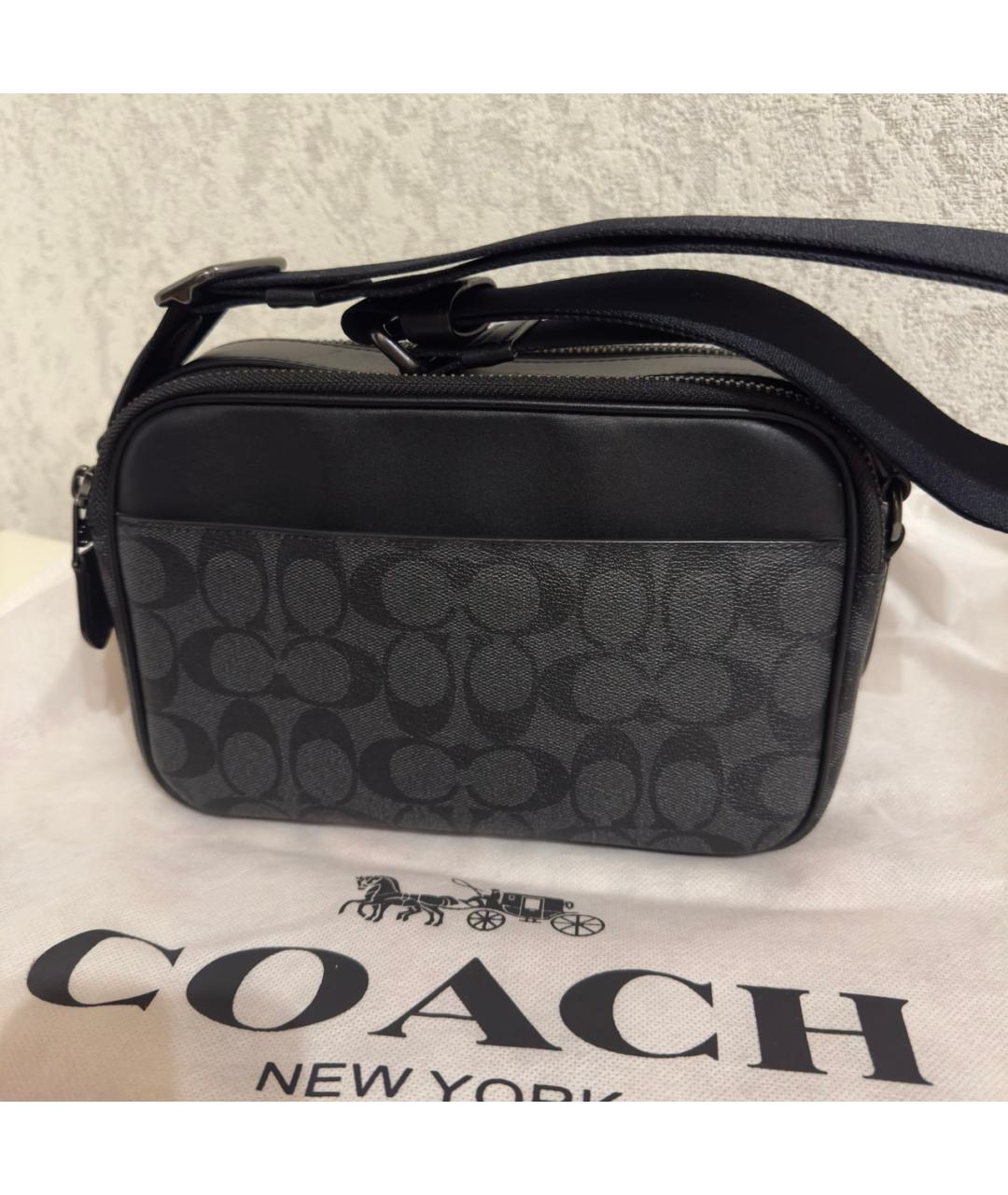 COACH Черная кожаная сумка на плечо, фото 3