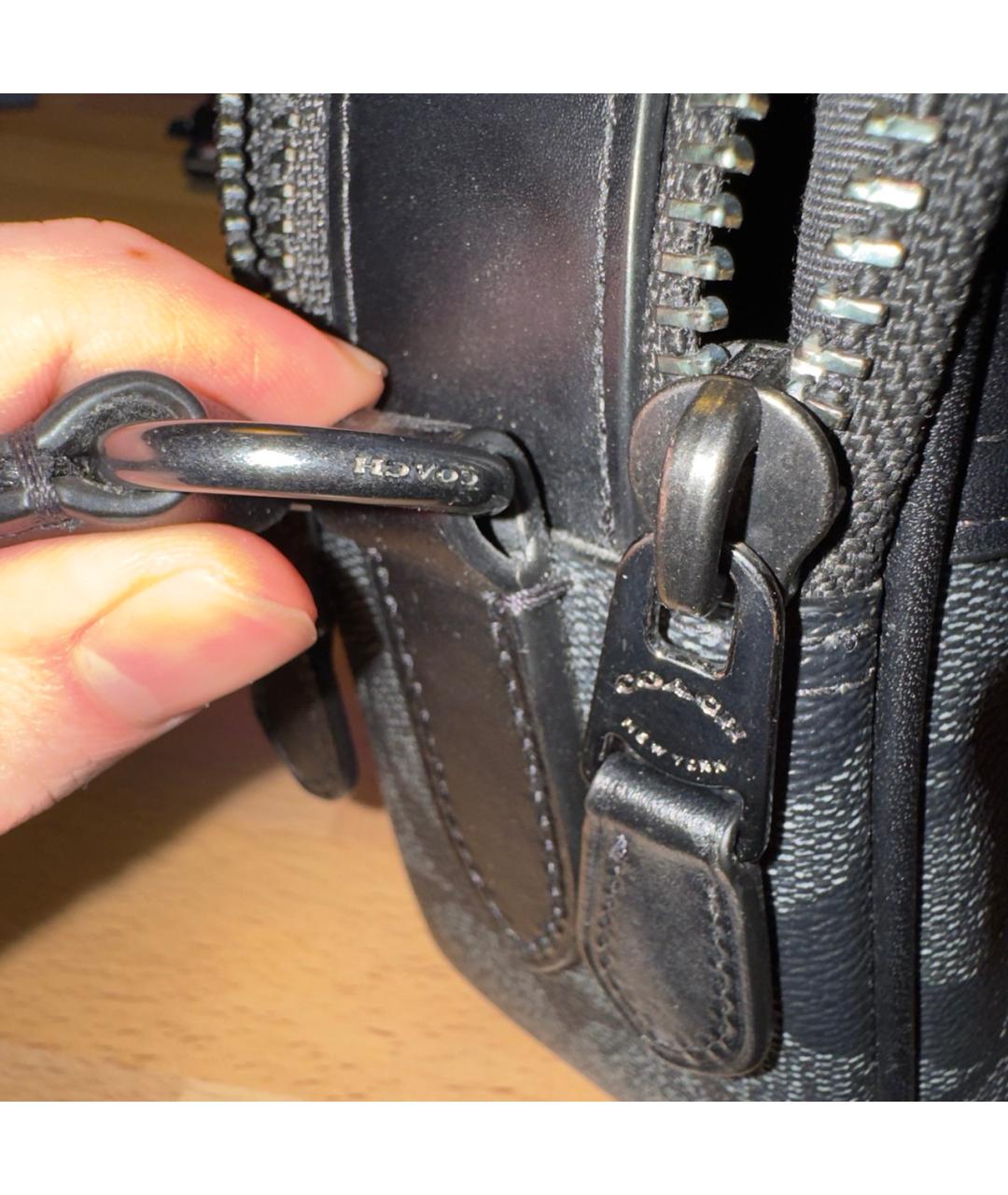 COACH Черная кожаная сумка на плечо, фото 6