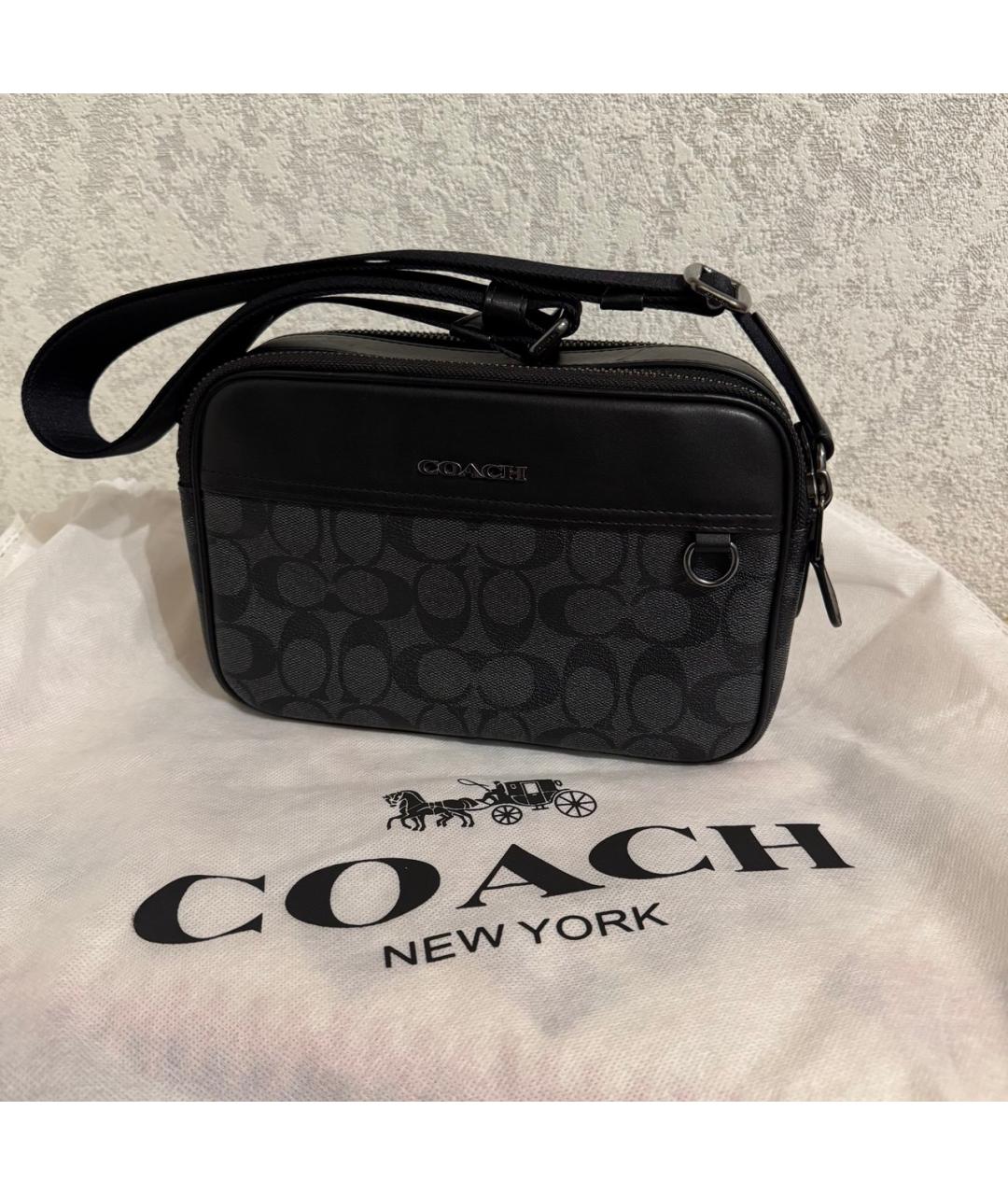 COACH Черная кожаная сумка на плечо, фото 2