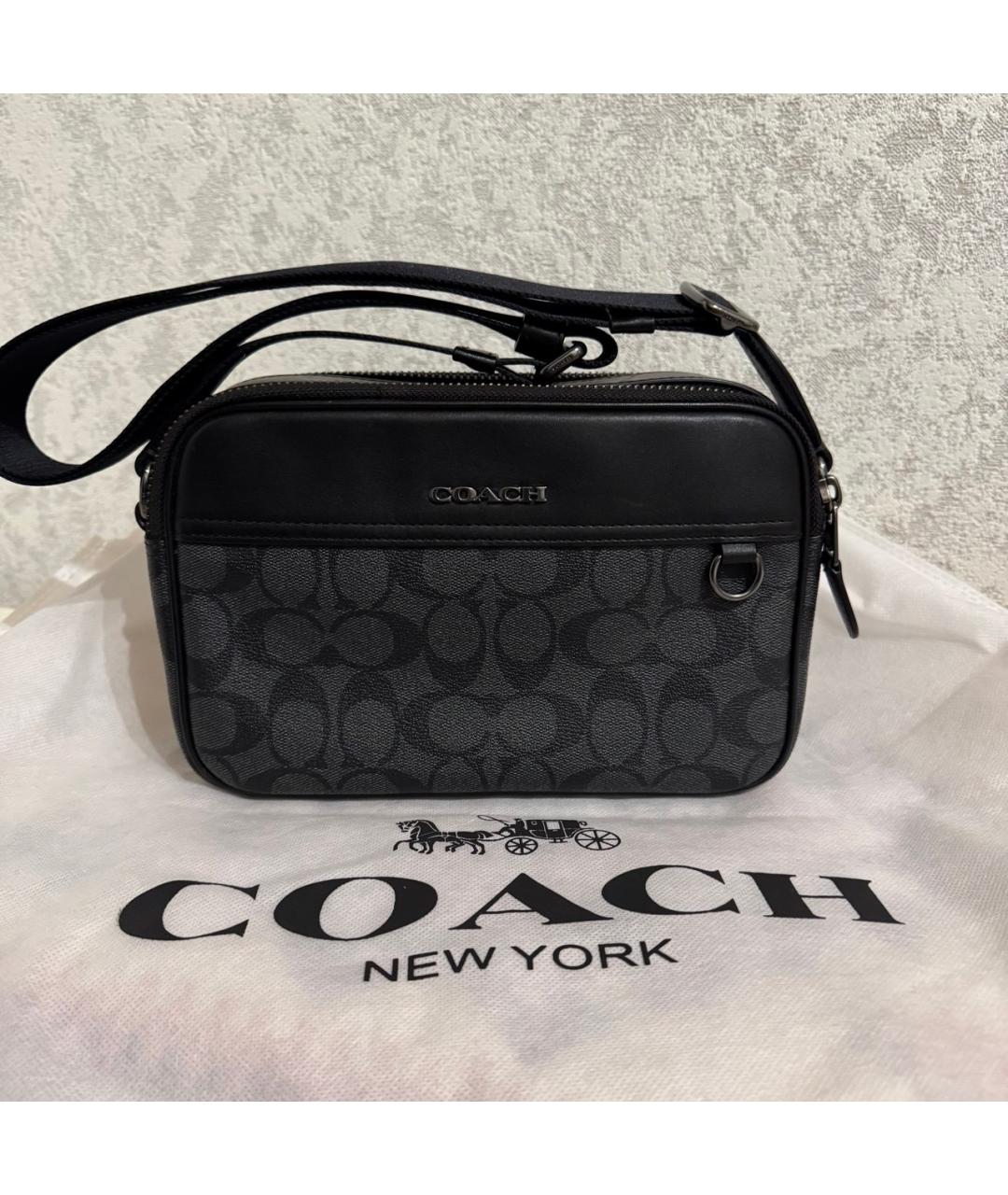 COACH Черная кожаная сумка на плечо, фото 9