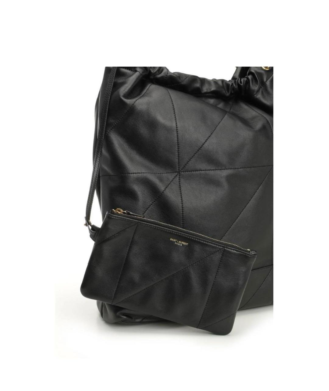 SAINT LAURENT Черная кожаная сумка тоут, фото 5