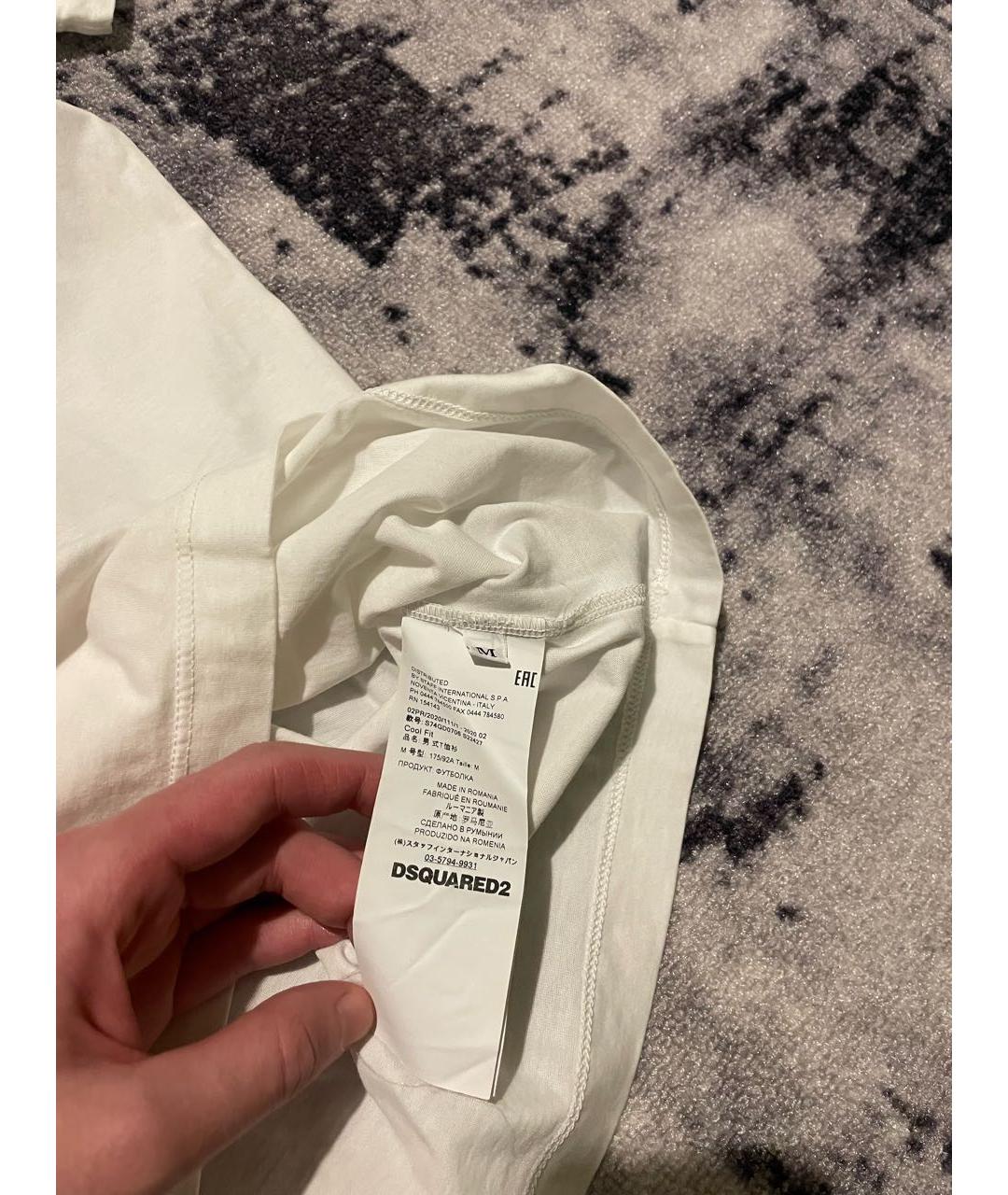 DSQUARED2 Белая хлопковая футболка, фото 4