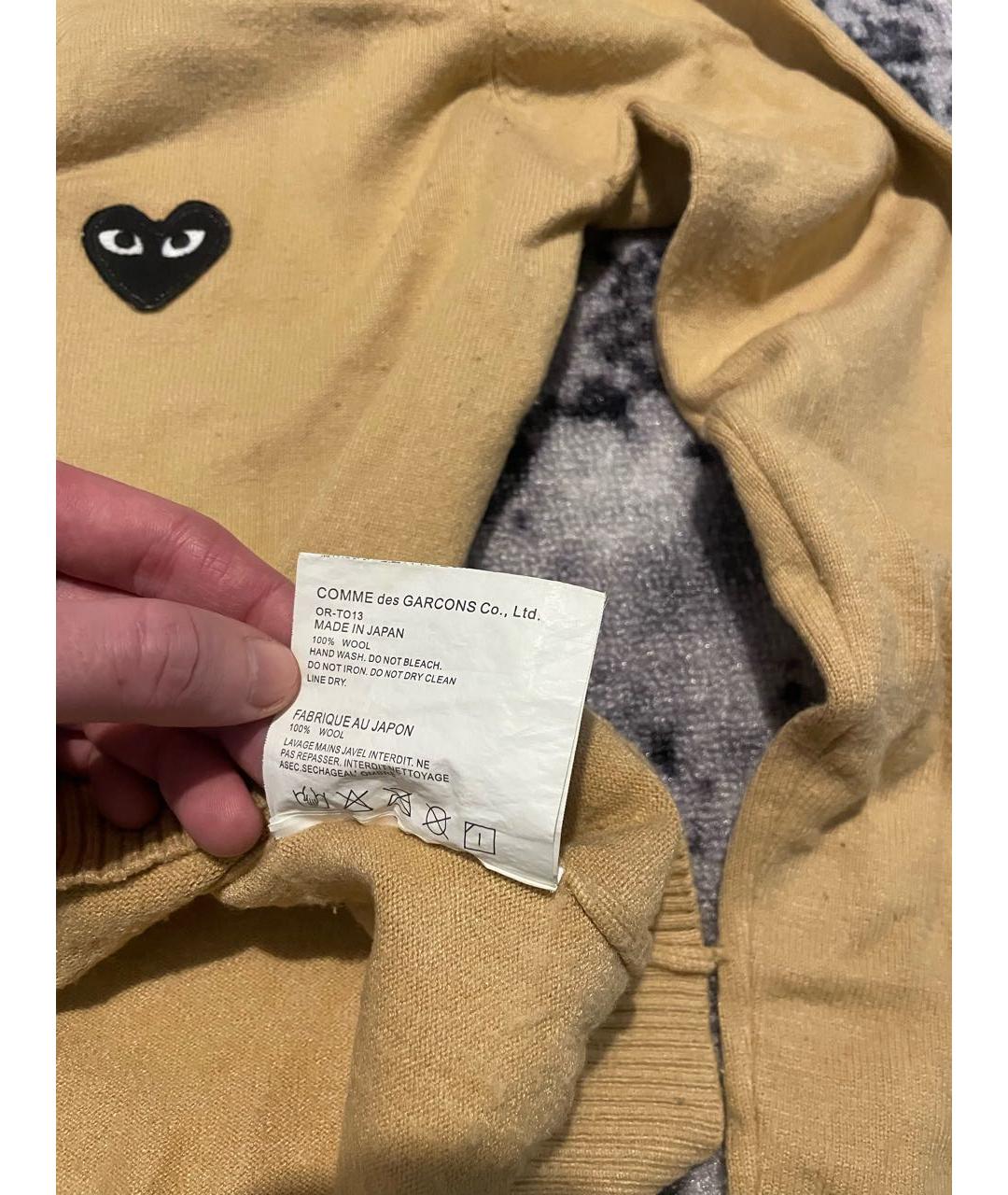 COMME DES GARÇONS PLAY Горчичный шерстяной кардиган, фото 6
