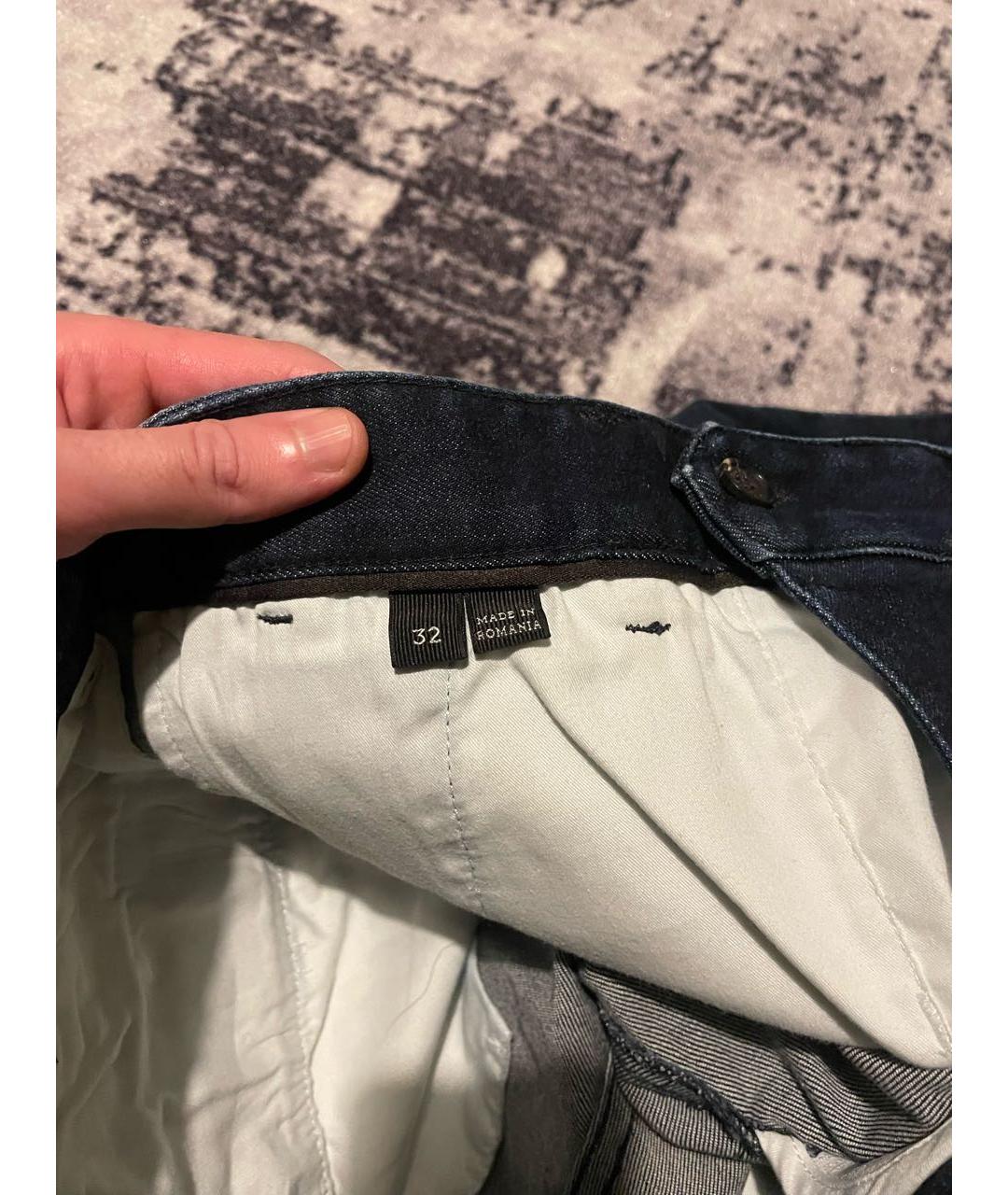 ERMENEGILDO ZEGNA XXX Темно-синие хлопко-эластановые прямые джинсы, фото 4