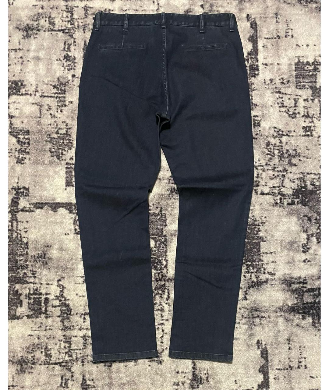 ERMENEGILDO ZEGNA XXX Темно-синие хлопко-эластановые прямые джинсы, фото 2