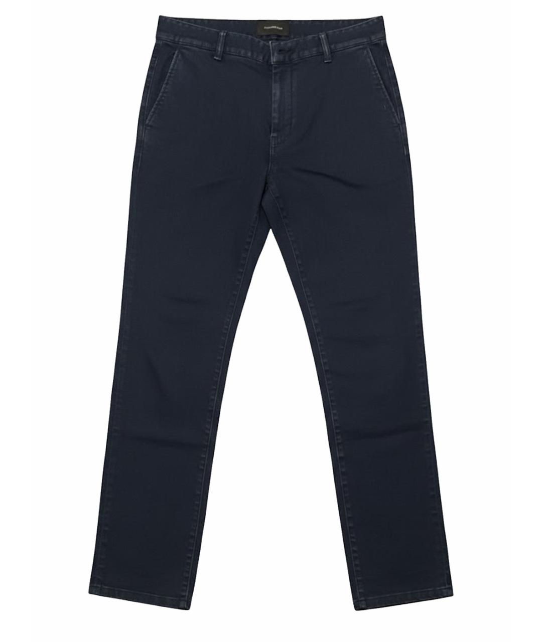 ERMENEGILDO ZEGNA XXX Темно-синие хлопко-эластановые прямые джинсы, фото 1