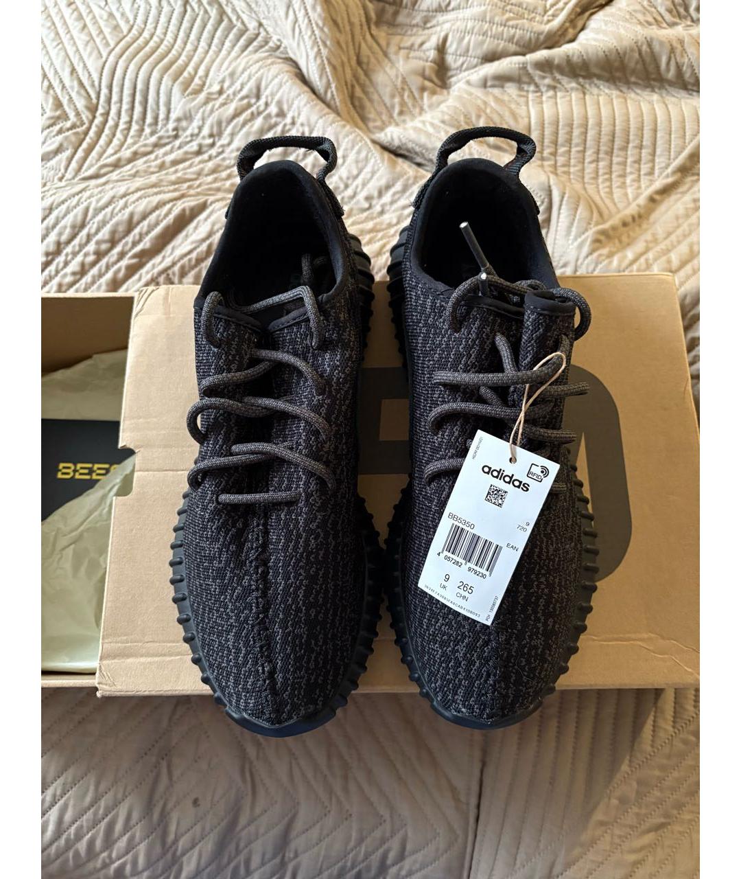 ADIDAS YEEZY Черные текстильные низкие кроссовки / кеды, фото 2