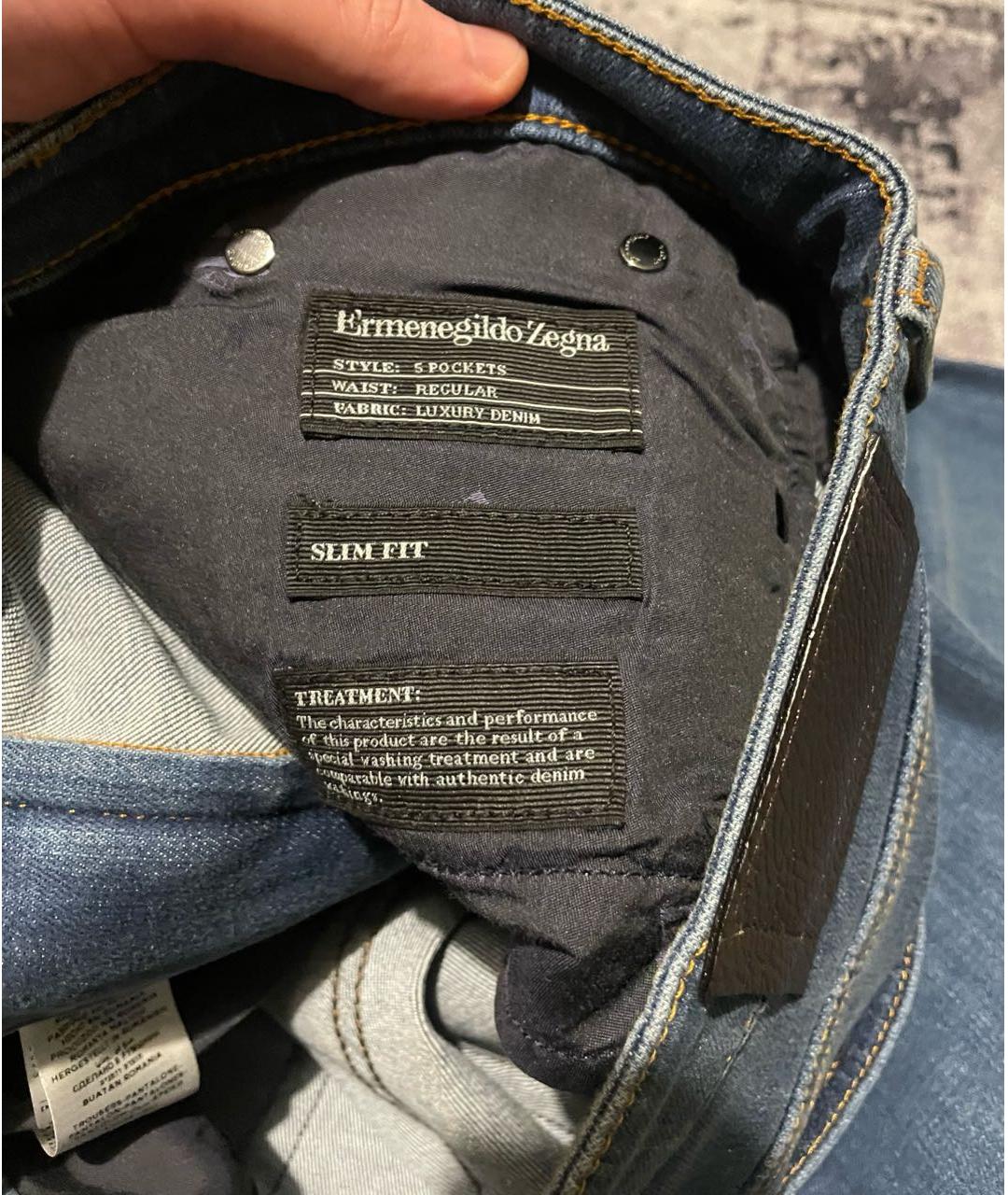 ERMENEGILDO ZEGNA XXX Синие хлопко-эластановые прямые джинсы, фото 6